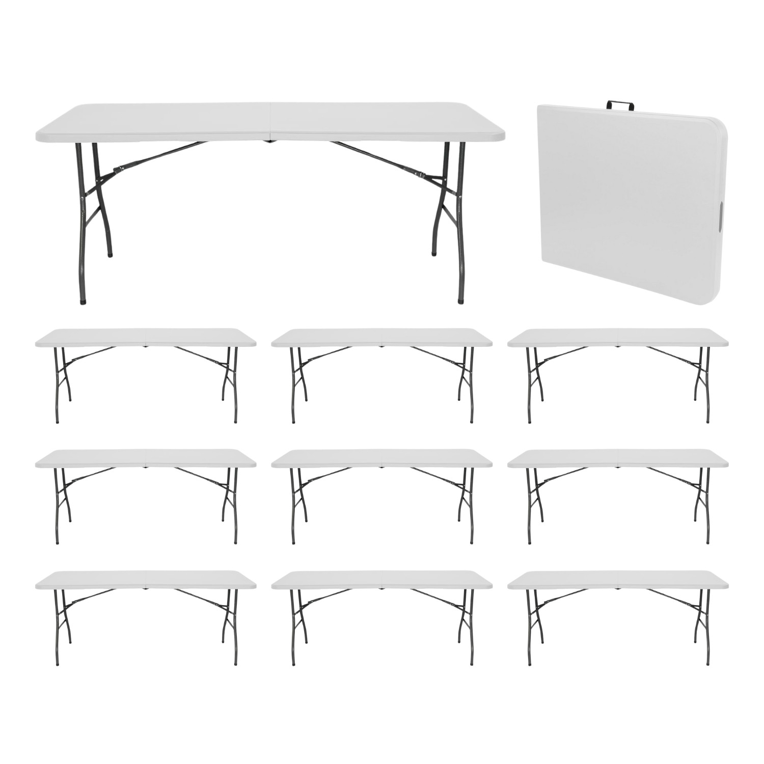 MegaPack 10 Mesas Plegables Portátiles Resina 180cm Thinia Home Mesas Plegables 1
